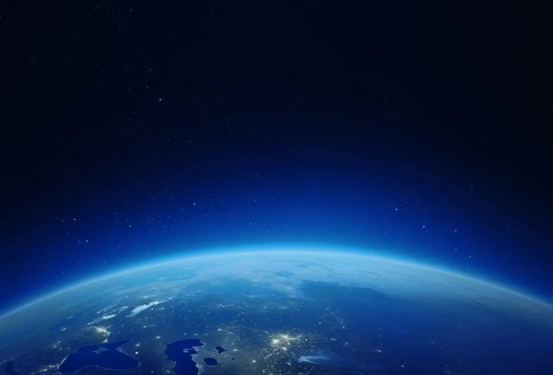 Earth from space showing electromagnetic atmosphere